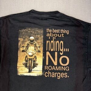 Vintage BMW Motorcycle T-shirt XL Biker Riding No Roaming Tee Black Shirt